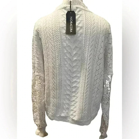 Noracora | Cable Knit & Lace Crochet Sweater (S) - Picture 4 of 9